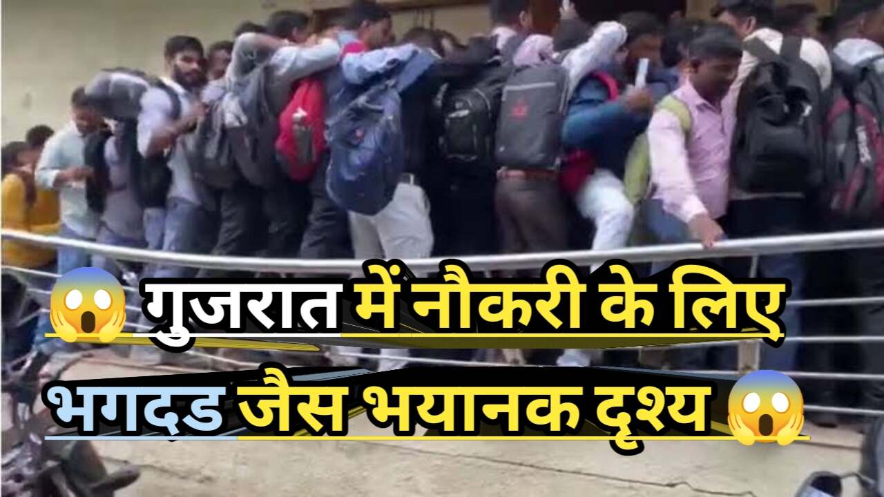 Terrible Scenes Like Stampede for Jobs in Gujarat गुजरात में नौकरी के लिए भगदड़ जैसे भयानक दृश्य