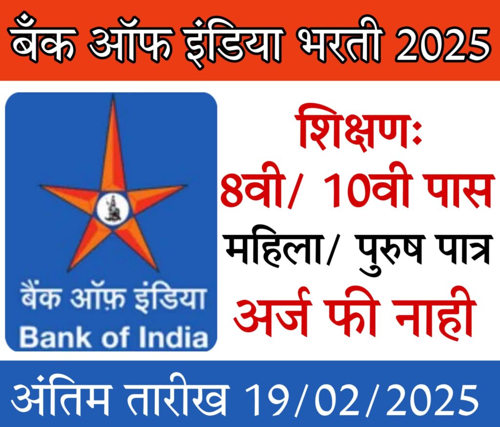 bank of india vacancy 2025 "बँक ऑफ इंडिया मार्फत विविध पदांची भरती - अर्ज कसा करावा?"