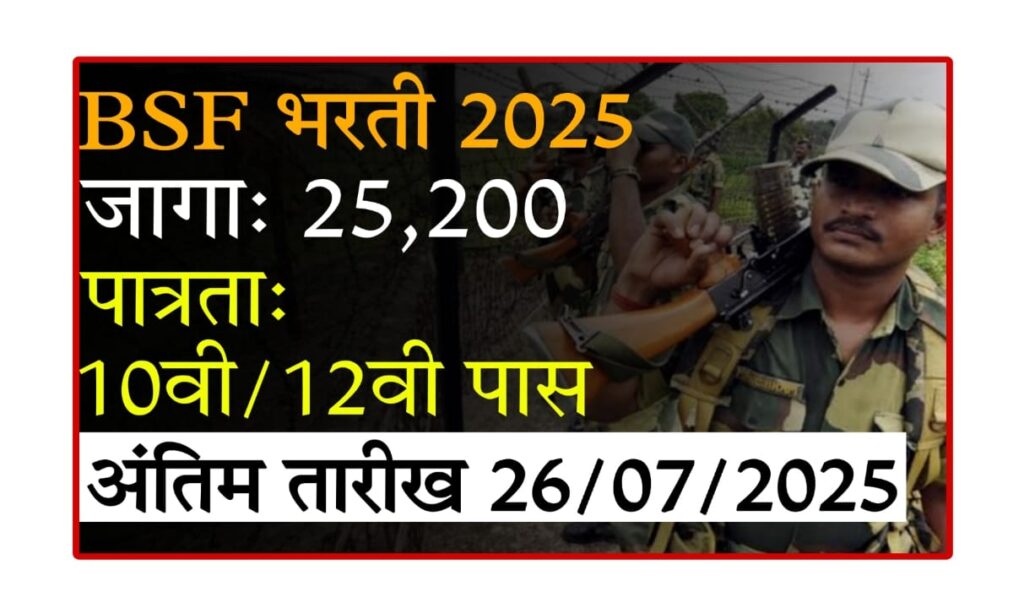 BSF Bharti 2025 : BSF भरती 25,200 जागांसाठी सुवर्णसंधी! अर्ज प्रक्रिया, पात्रता व सर्व तपशील