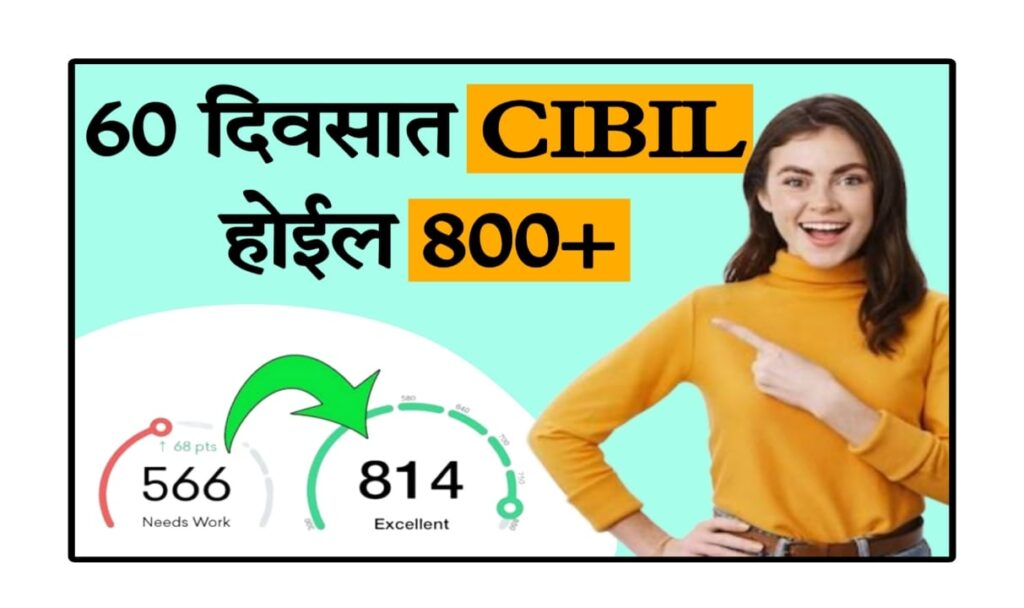 Tips to boost CIBIL score fast : 60 दिवसांत 800+ CIBIL स्कोअर मिळवा – Step-by-Step मार्गदर्शन